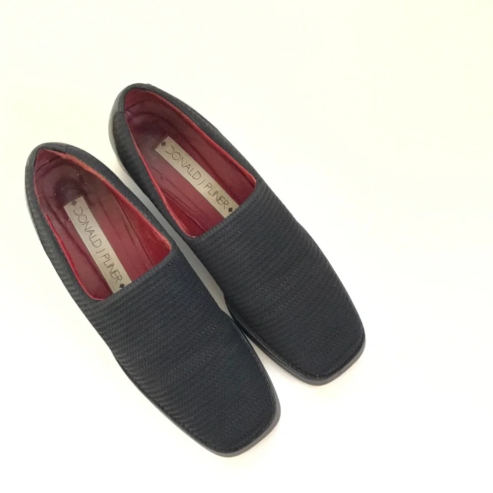 DONALD J. PLINER Black Loafer Chunky Heel Square Toe Women’s Size 6.5